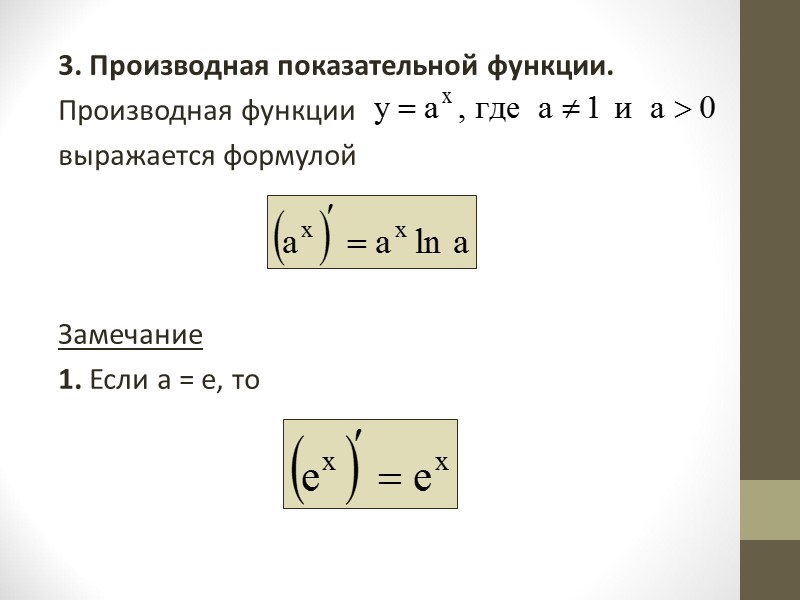 Правило нахождения производной обратной функции  Производная обратной функции равна обратной величине производной данной