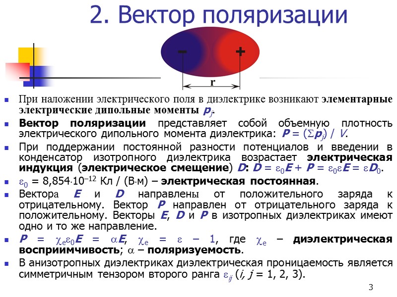 Качественная картина поляризации диэлектриков