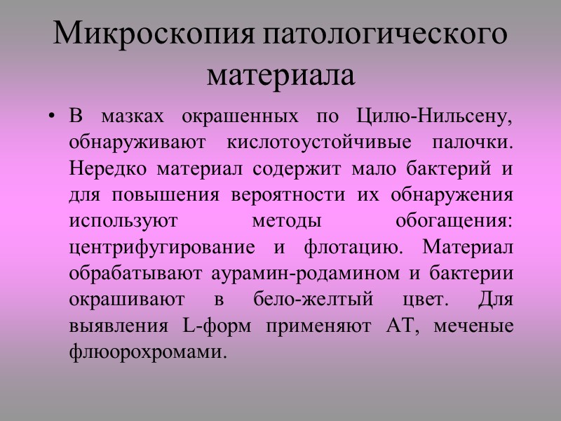 Mycobacterium tuberculosis в мазках из мокроты