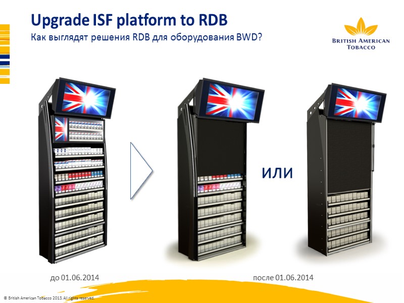 Два основных решения для оборудования OHD: Upgrade ISF platform to RDB OHDs Niagara Patch