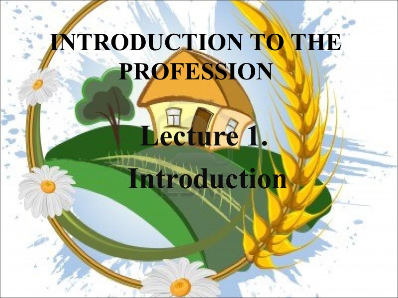 INTRODUCTION TO THE  PROFESSION  Lecture 1.  Introduction