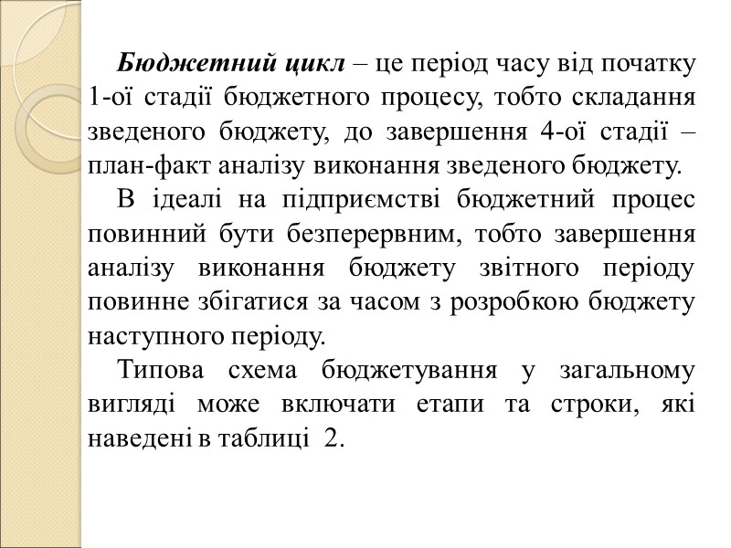 Особливості системи податкового та бухгалтерського обліку в Україні зумовило формування трьох видів основних бюджетів