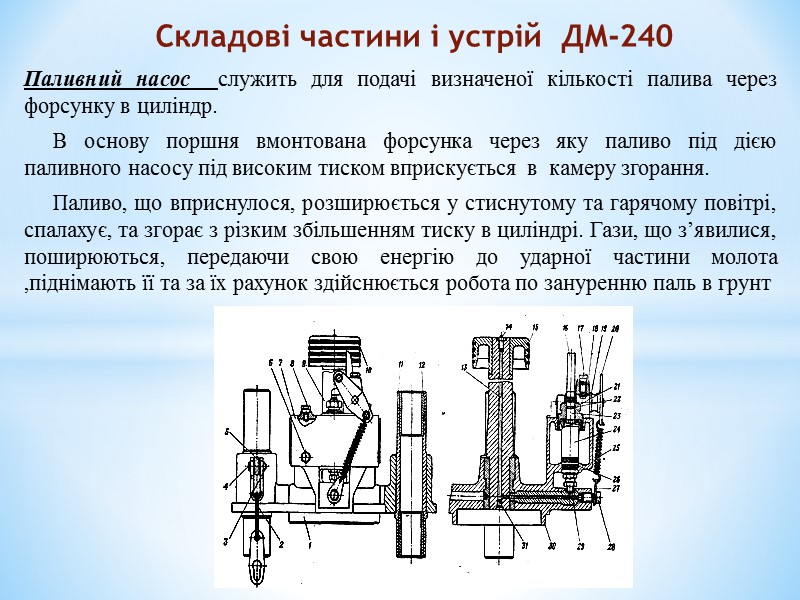 1. Призначення, ТТХ, загальна будова, принцип роботи дизель-молота   ДМ-240 з одностріловим копром
