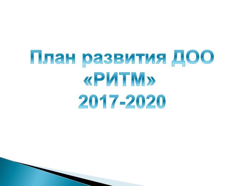 План развития ДОО «РИТМ»  2017-2020