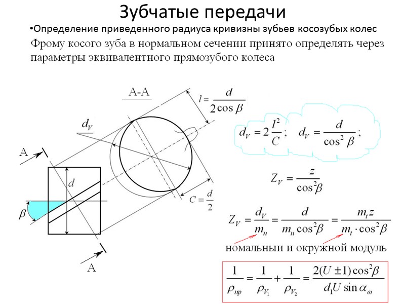 Зубчатые передачи Силы, возникающие в зацеплении цилиндрических прямозубых передач: