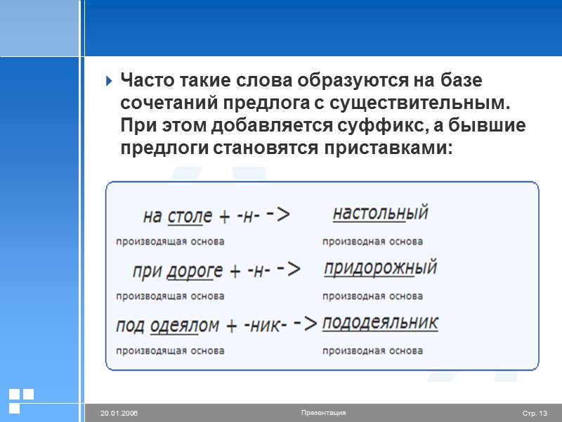 Например, в слове дом основа непроизводная. Если мы хотим от этого слова образовать существительное