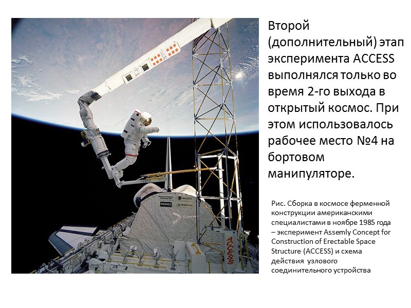 Рис. Приспособление для сборки ферменной конструкции ACCESS из стержневых элементов  - Mission Peculiar