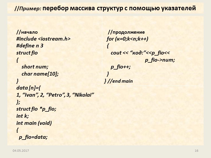 3. Примеры программ , использующих структуры.