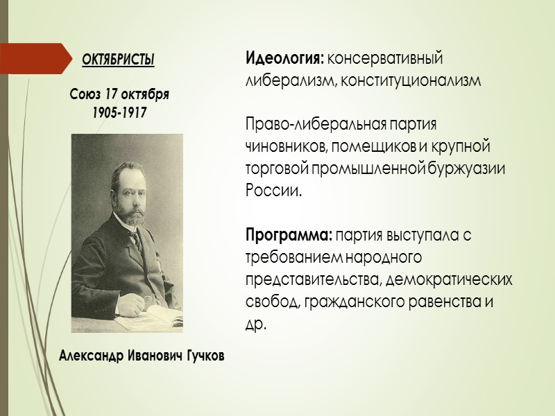 ЭСЕРЫ Партия социалистов-революционеров 1902-1921 Виктор Михайлович Чернов Идеология: демократический социализм,  аграрный социализм, федерализм