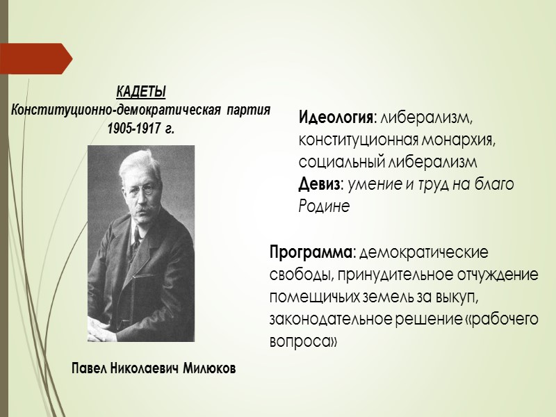 Меньшевики  РСДРП 1903- 1917 Юлий Осипович Цедербаум (Мартов) Идеология: социал-демократия  Программа минимум: