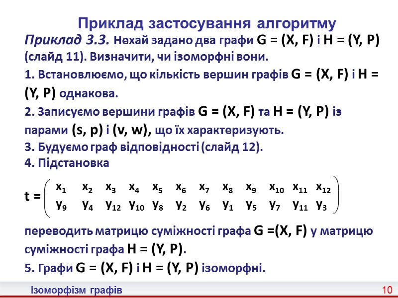 2 Ізоморфізм графів Ізоморфізм графів  З погляду змісту ізоморфізм структур означає тотожність їх