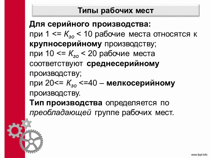 7.3. Организация ПП в пространстве Классификация рабочих мест