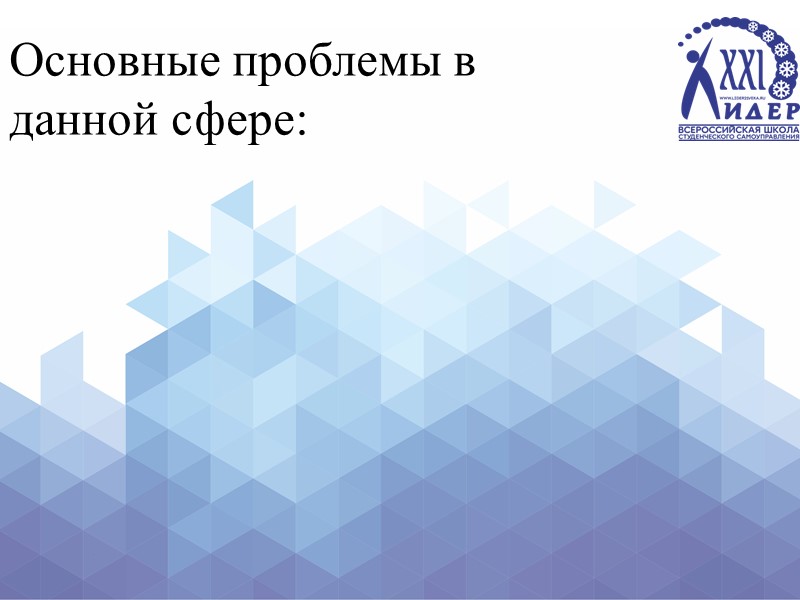 Основные проблемы в  данной сфере: