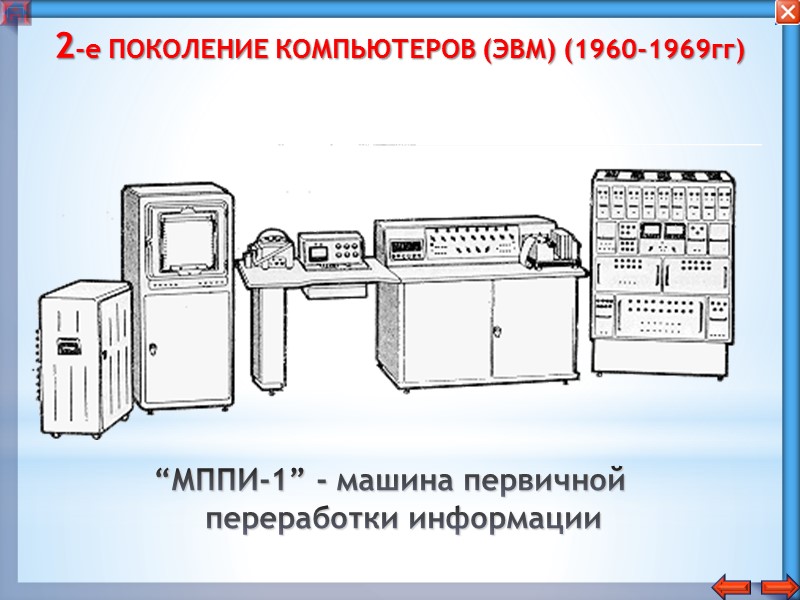 1-е ПОКОЛЕНИЕ КОМПЬЮТЕРОВ (ЭВМ) (1945-1959гг) МЭСМ (Лебедев С.А.)