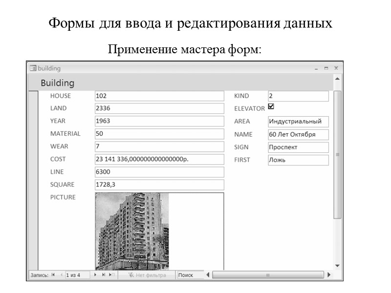 Формы для ввода и редактирования данных