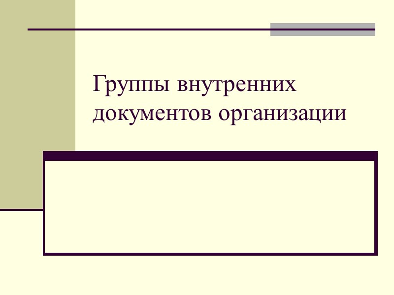 Группы внутренних документов организации