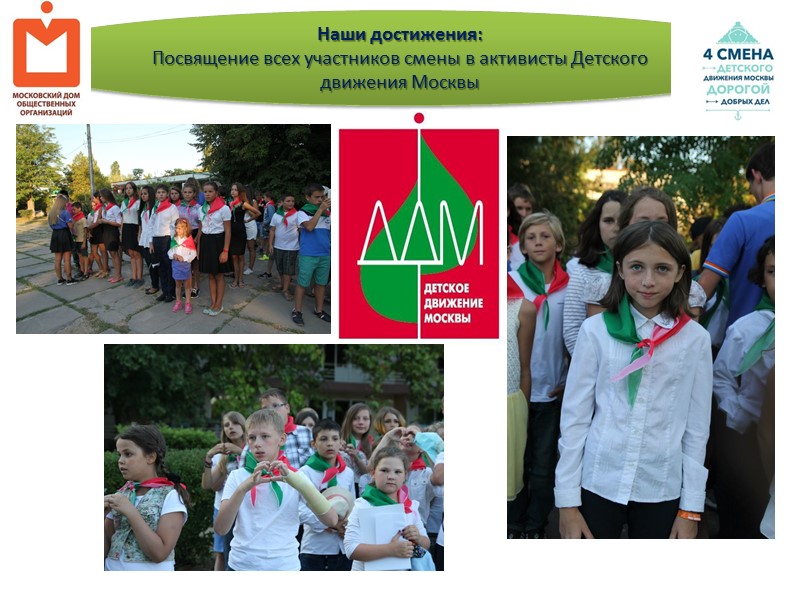 Наши достижения: Посвящение всех участников смены в активисты Детского движения Москвы