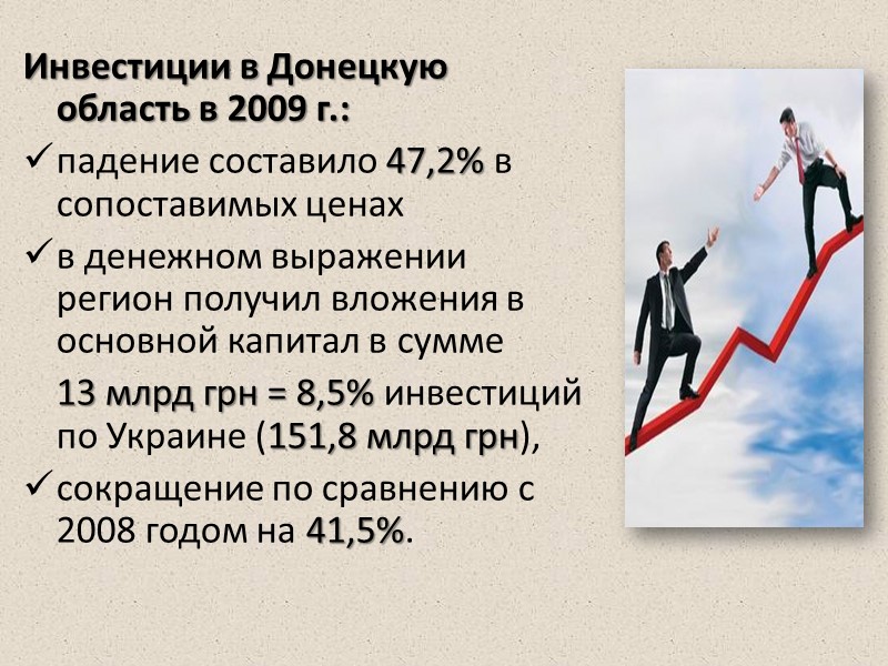 Инвестиции в жилищное строительство  Удельный вес инвестиций в жилищное строительство составил лишь 5%