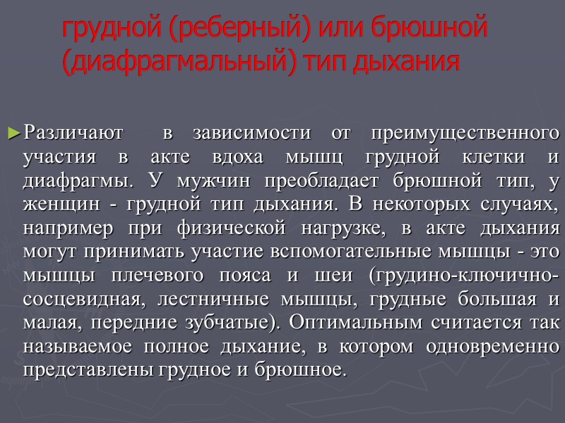 Осуществляется в такой последовательности: 1. обмен воздуха между атмосферой и альвеолами легких 2. обмен