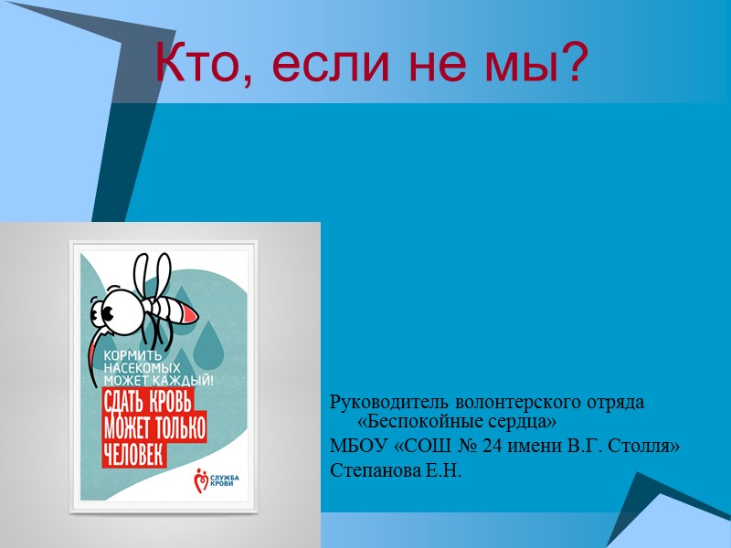 Кто, если не мы? Руководитель волонтерского отряда «Беспокойные сердца» МБОУ «СОШ № 24 имени