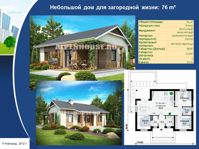 Загородный дом. Проект “Луций”: 141 m² Н.Новгород, 2012 г.