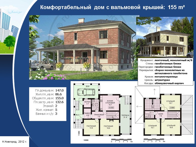 Одноэтажный функциональный дом: 113 m² Н.Новгород, 2012 г.