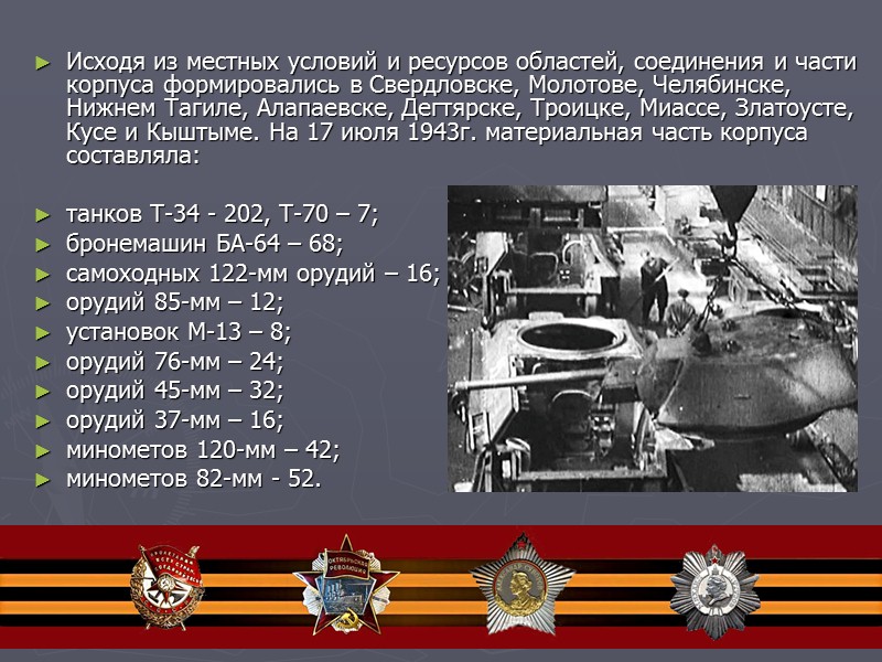 За умелые боевые действия, героизм, мужество и отвагу уральских добровольцев Верховный Главнокомандующий И.В. Сталин