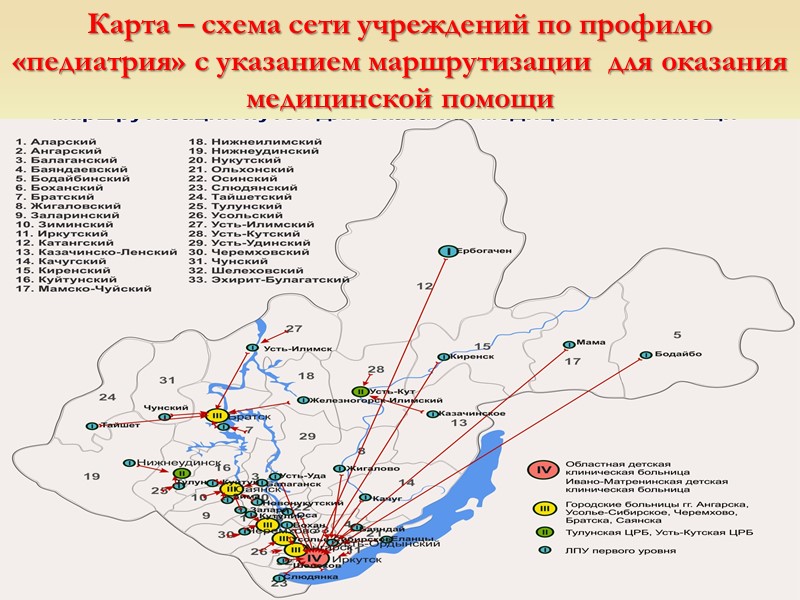 18 Регионализация сети ЛПУ Иркутской области на межмуниципальном (межрайонном) уровне