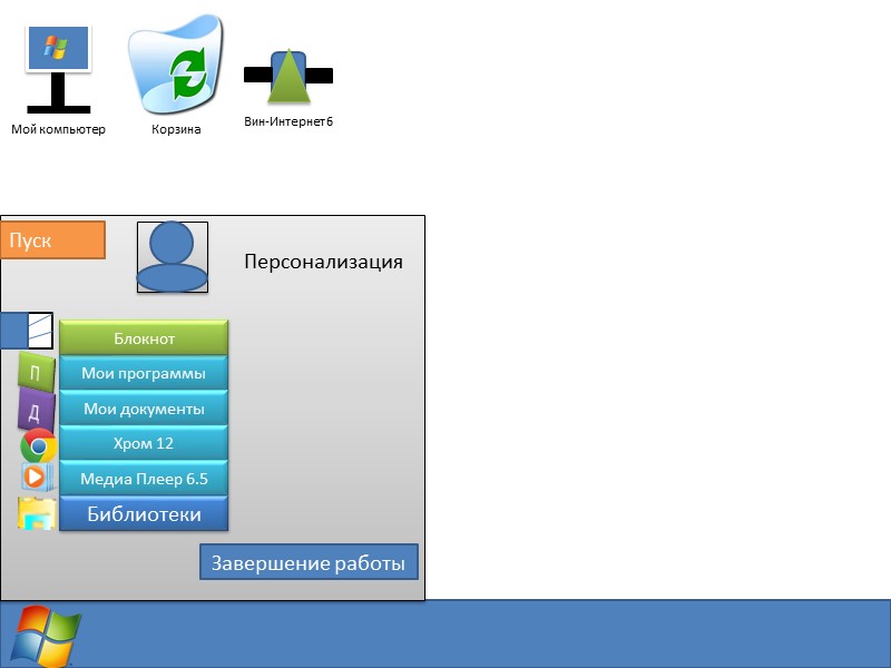 Мой компьютер Вин-Интернет 6 05.05.2017 17:15 Корзина Блокнот X