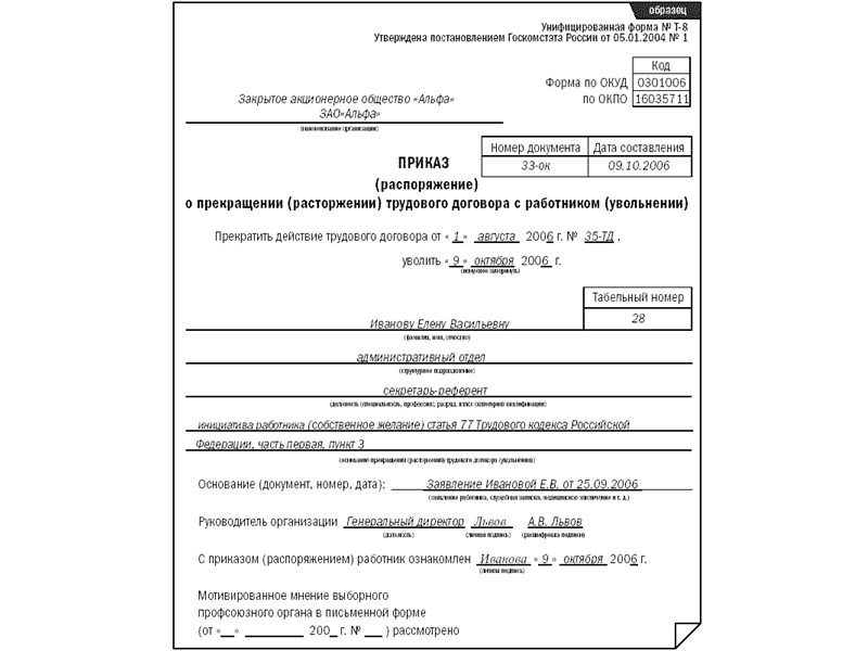 Прекращение трудового договора Основаниями прекращения трудового договора являются: соглашение сторон; истечение срока трудового договора;