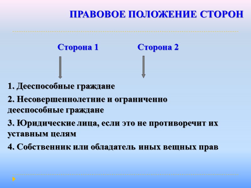 ЮРИДИЧЕСКАЯ ХАРАКТЕРИСТИКА  1. Консенсуальный  2. Двусторонний  3. Возмездный (алеаторный)  4.