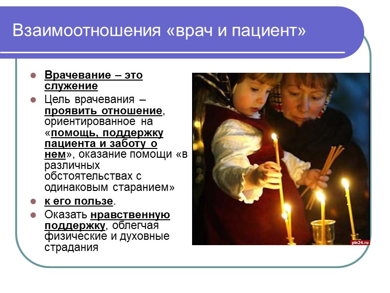 «Взаимоотношения медицинских    работников»  Православный врач поддерживает честь и благородные традиции