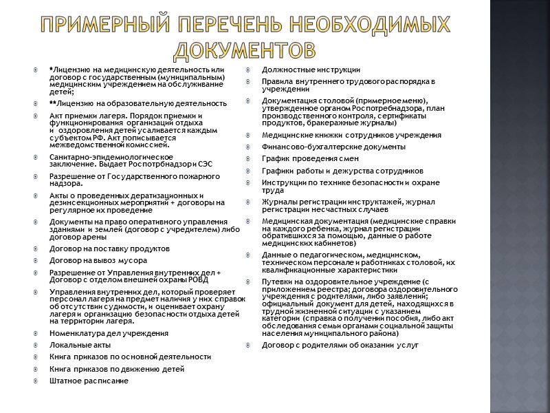 Перечень действующих Постановлений Главного государственного санитарного врача РФ  (периодически изменяются и дополняются) 