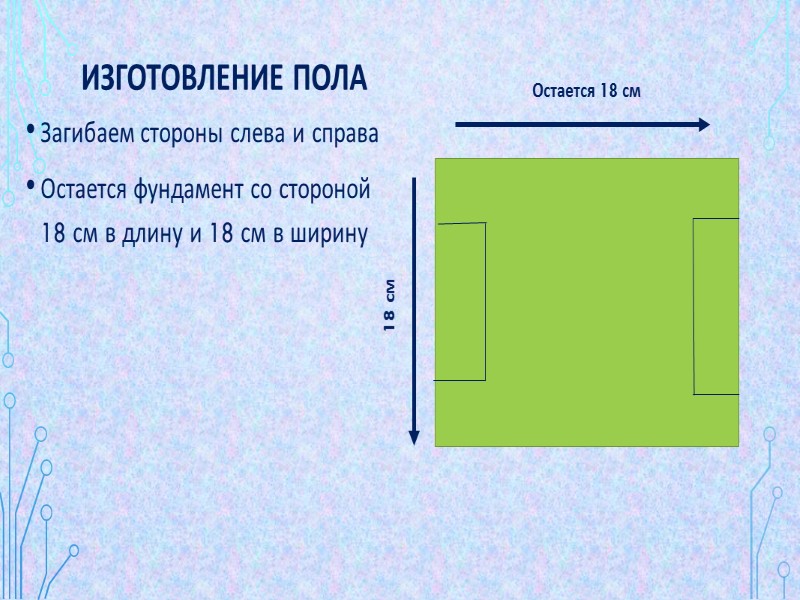 ИЗГОТАВЛИВАЕМ переднюю часть КРЫШи Чертим на бумаге треугольник размерами: Длина 22 см высота треугольника