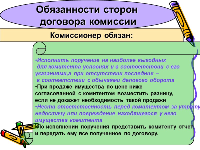 Прекращение договора комиссии Комиссионер может  отказаться от договора: 1.Если это предусмотрено договором. 2.Если