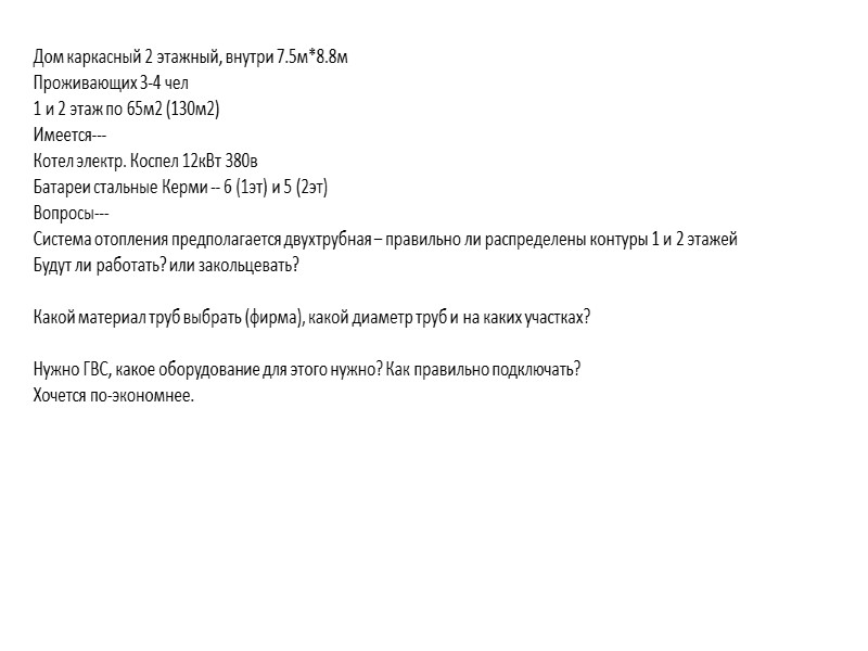 Дом каркасный 2 этажный, внутри 7.5м*8.8м Проживающих 3-4 чел 1 и 2 этаж по