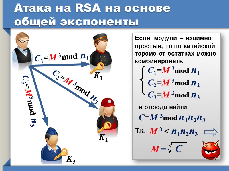 Использование китайской теоремы об остатках для ускорения расшифрования Если длина модуля |n|=1024 бит, то