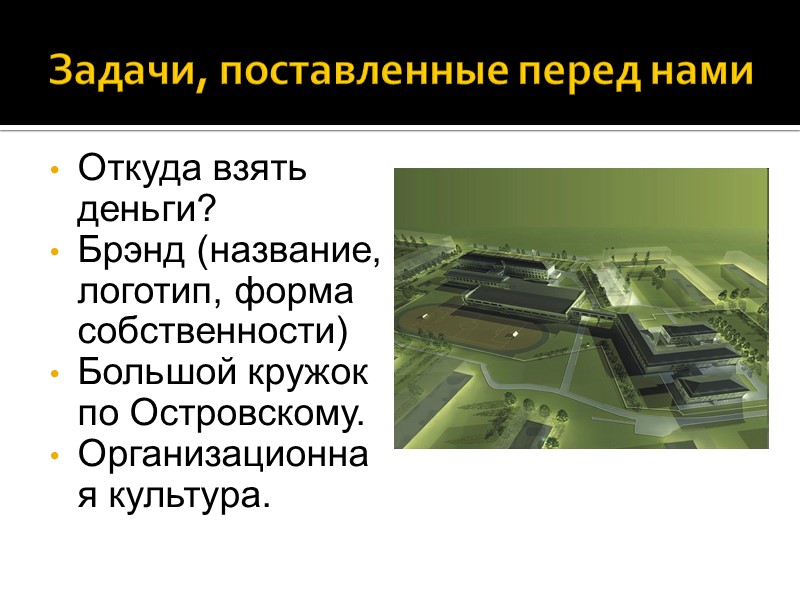 Цель: Создания полноценного частного образовательного учреждения для подготовки кадров в сфере бизнеса и менеджмента.