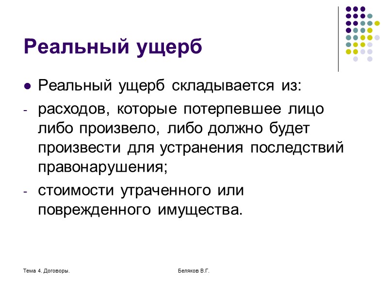 Тема 4. Договоры. Беляков В.Г. Особенности ответственности предпринимателя (фирмы) Ответственность лица, осуществляющего предпринимательскую деятельность,