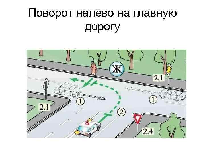 Поворот налево на главную дорогу 