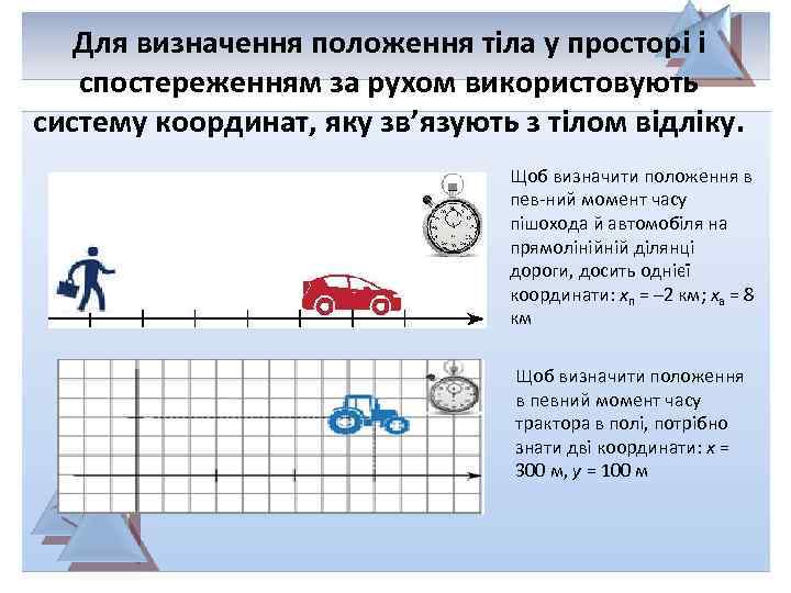 Для визначення положення тіла у просторі і спостереженням за рухом використовують систему координат, яку