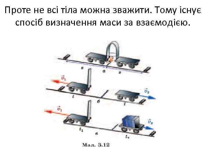 Проте не всі тіла можна зважити. Тому існує спосіб визначення маси за взаємодією. 