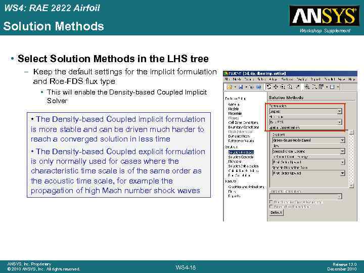 WS 4: RAE 2822 Airfoil Solution Methods Workshop Supplement • Select Solution Methods in