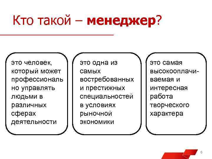 Кто такой – менеджер? это человек, который может профессиональ но управлять людьми в различных