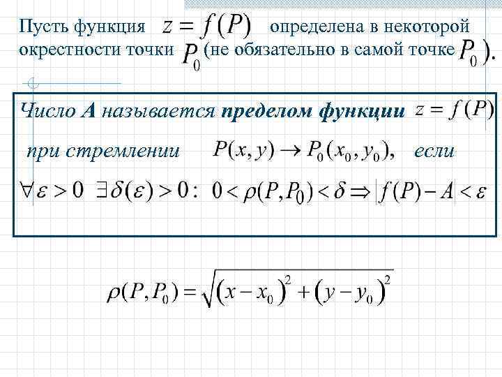 Пусть функция окрестности точки определена в некоторой (не обязательно в самой точке Число А