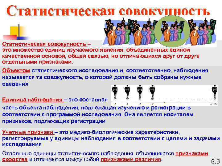Статистическая совокупность – это множество единиц изучаемого явления, объединенных единой качественной основой, общей связью,