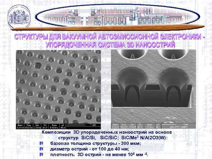 Композиции 3 D упорядоченных наноострий на основе структур Si. C/Si, Si. C/Si. C; Si.