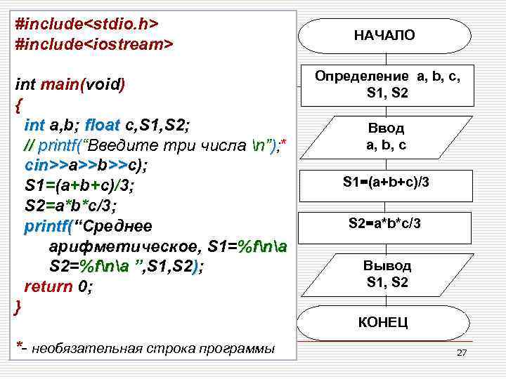 #include<stdio. h> #include<iostream> int main(void) { int a, b; float c, S 1, S