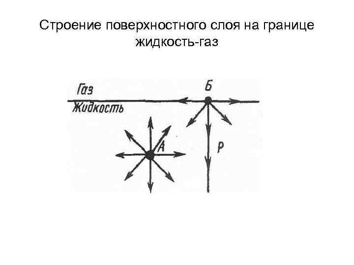 Строение поверхностного слоя на границе жидкость-газ 