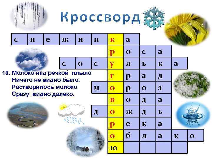 с н е ж с и о 10. Молоко над речкой плыло Ничего не